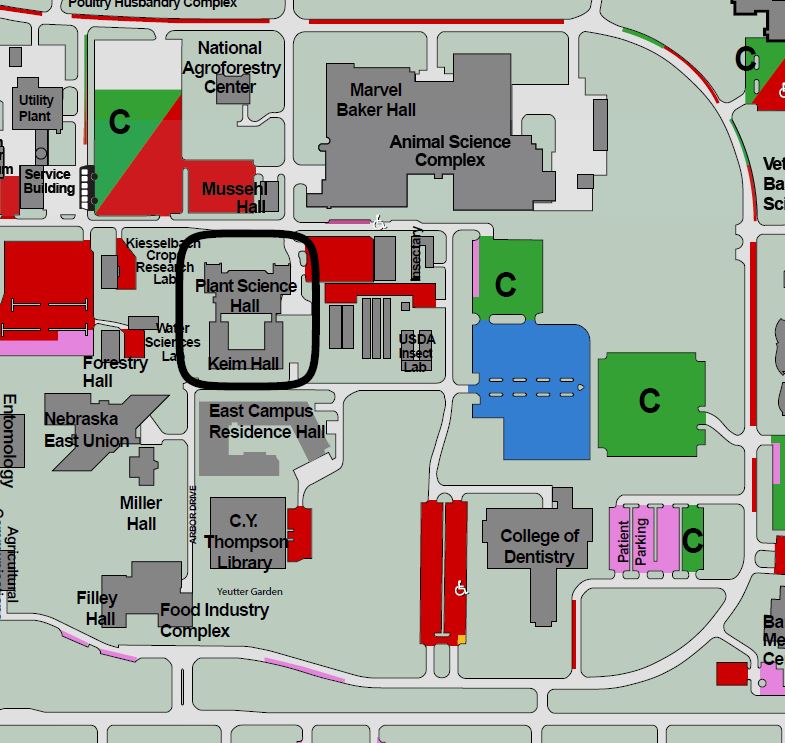 East Campus map of Plant Science Hall and Keim Hall