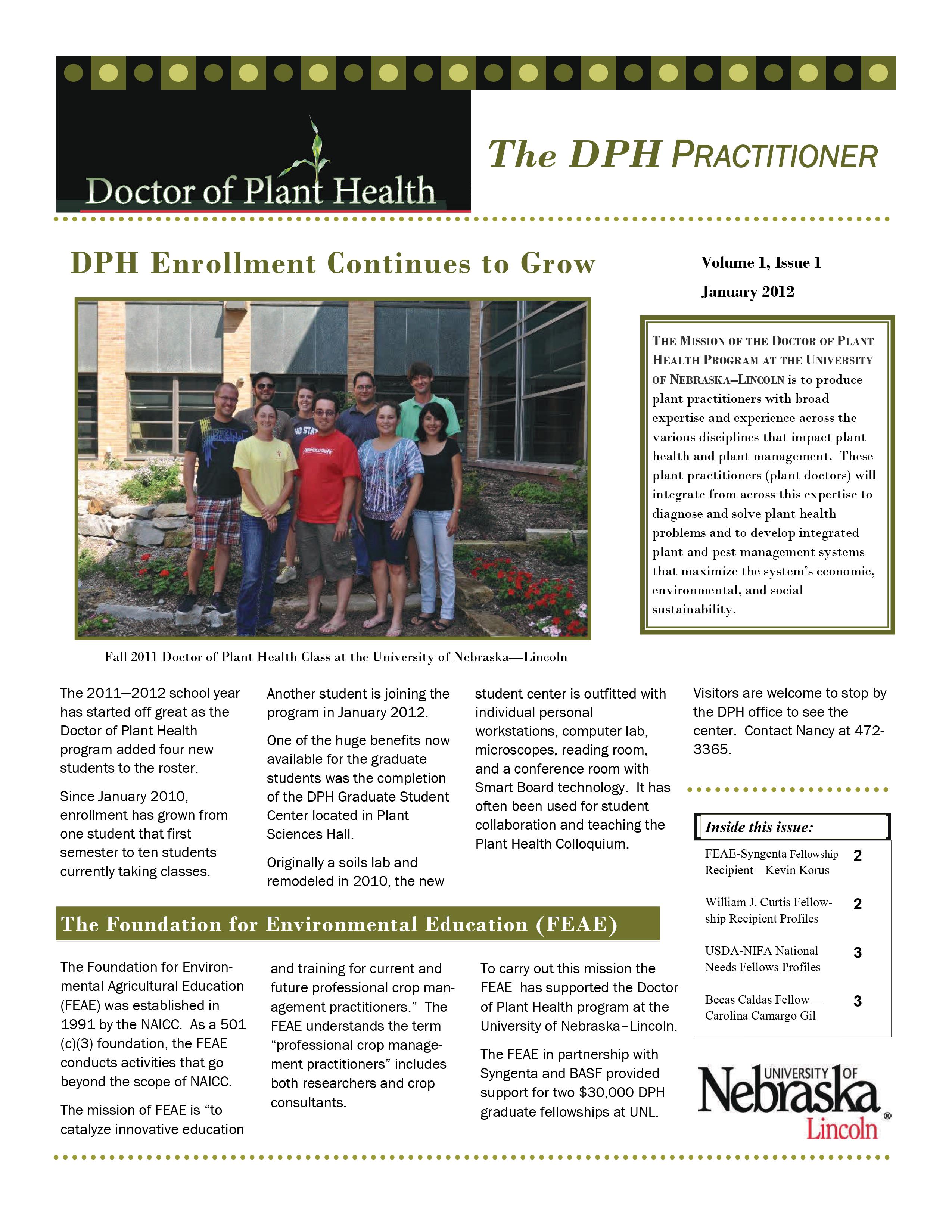 Cover of January 2012 DPH Newsletter