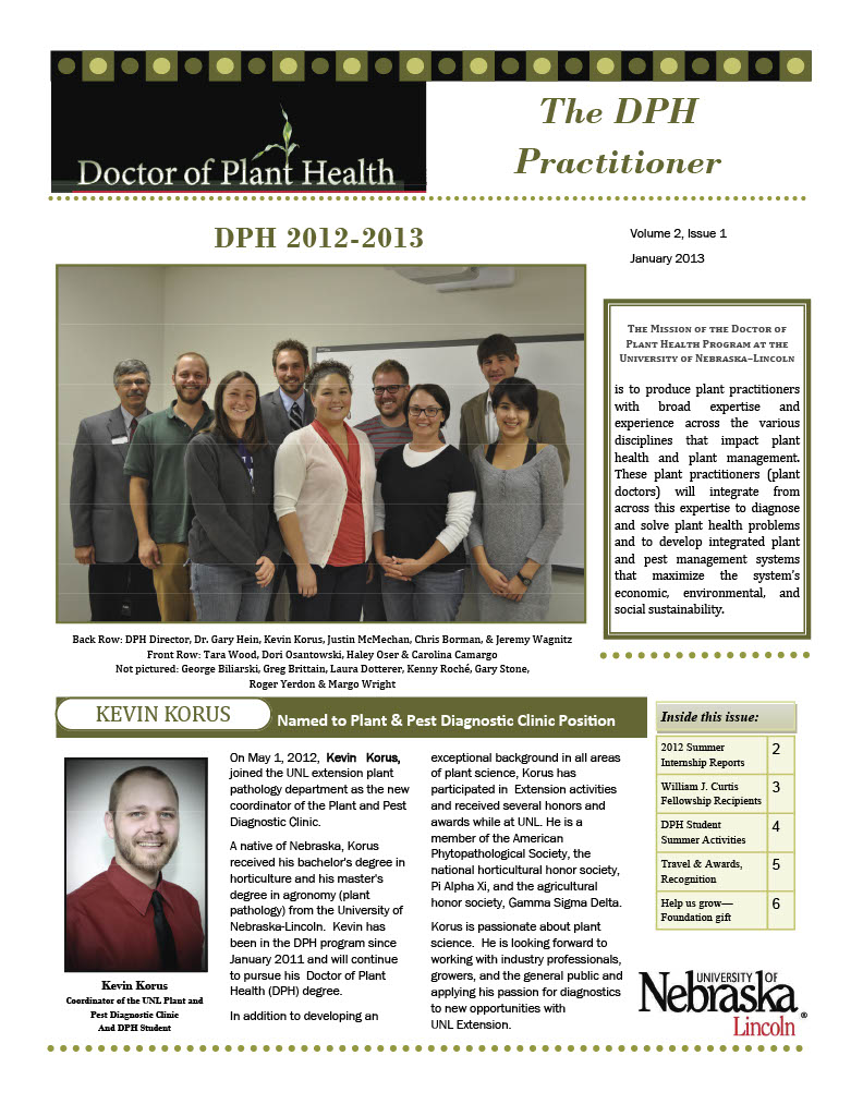 Cover of January 2013 DPH newsletter