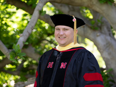 Dr. Brett Lynn in his plant health academic regalia
